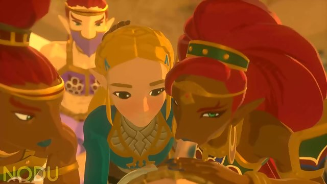 Zelda and Urbosa are sucking Links Cock in threesome