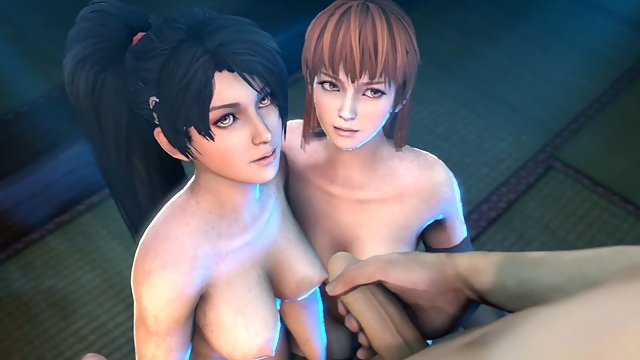 Yoshiwara Rose – Old Japanese guy gets his dick sucked by two 3d animated hookers